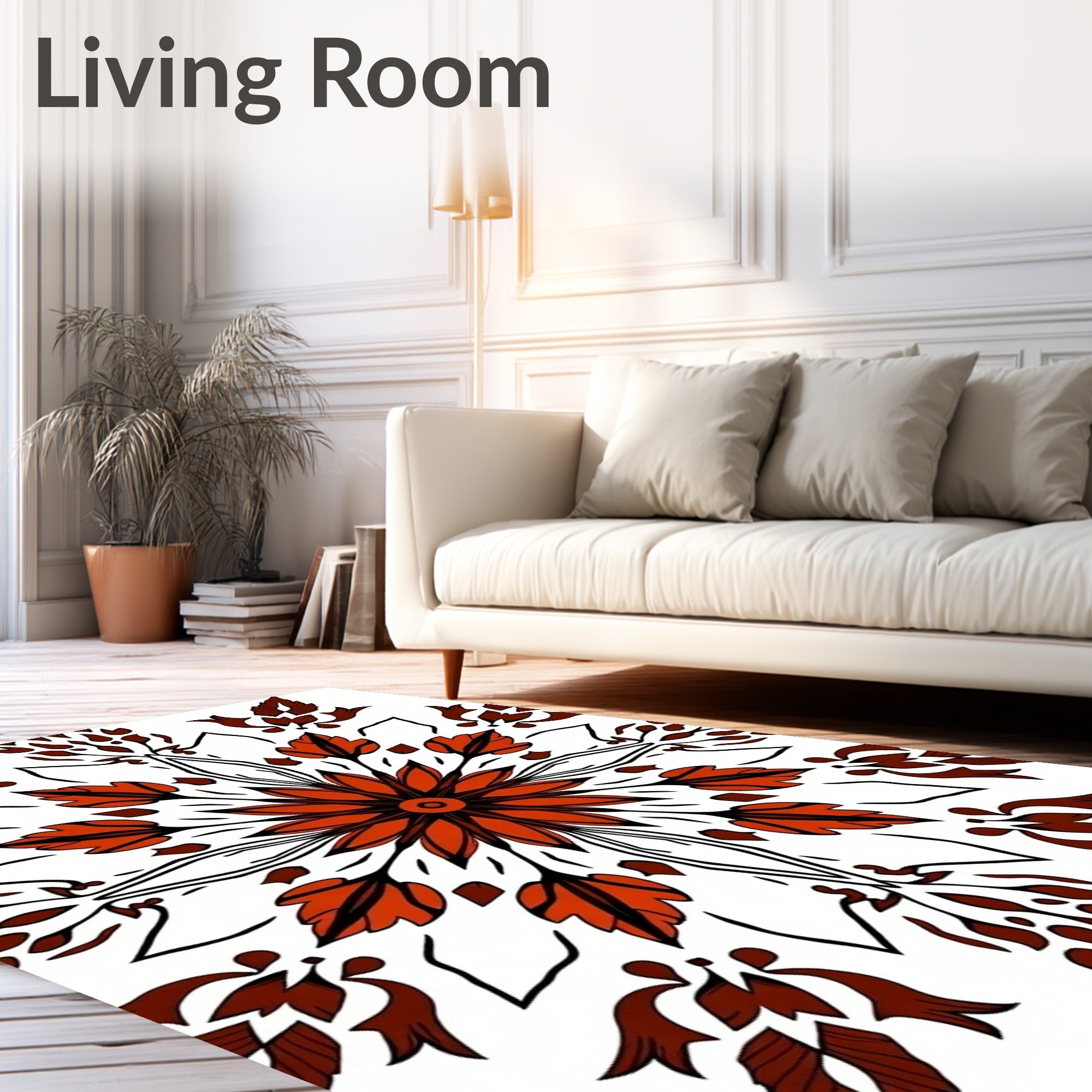 Ornate Floral Medallion Pattern Design Rug