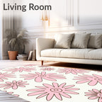 Pink Daisy Floral Pattern Rug