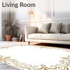 Elegant Gold Swirl Floral Pattern Rug