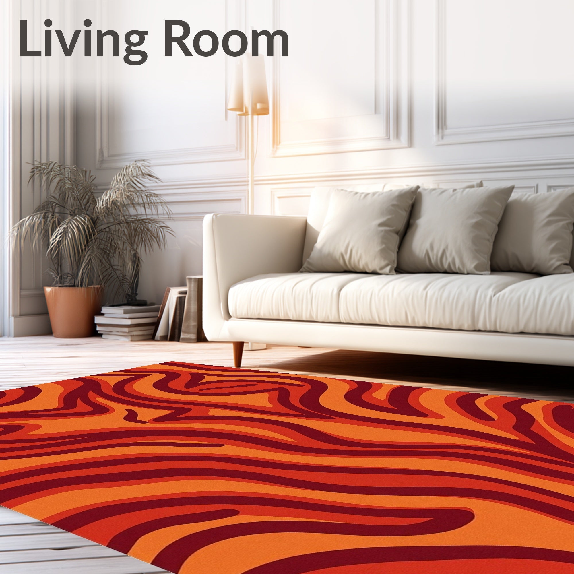 Retro Warm Tones Swirl Pattern Rug