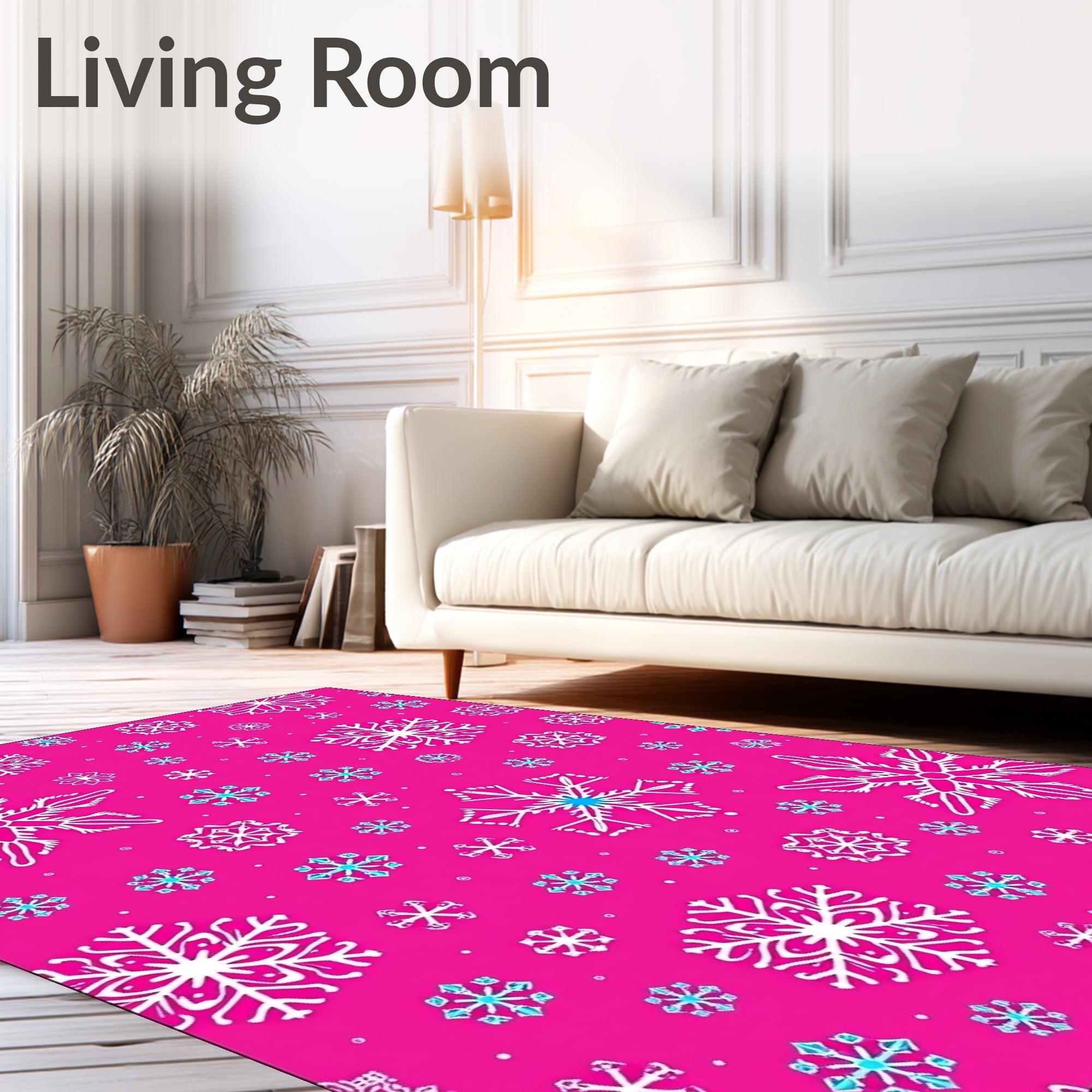 Bright Pink Snowflakes Array Rug