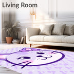 Cute Purple Kitty Bow Pattern Rug