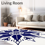 Navy Blue Starburst Floral Medallion Rug