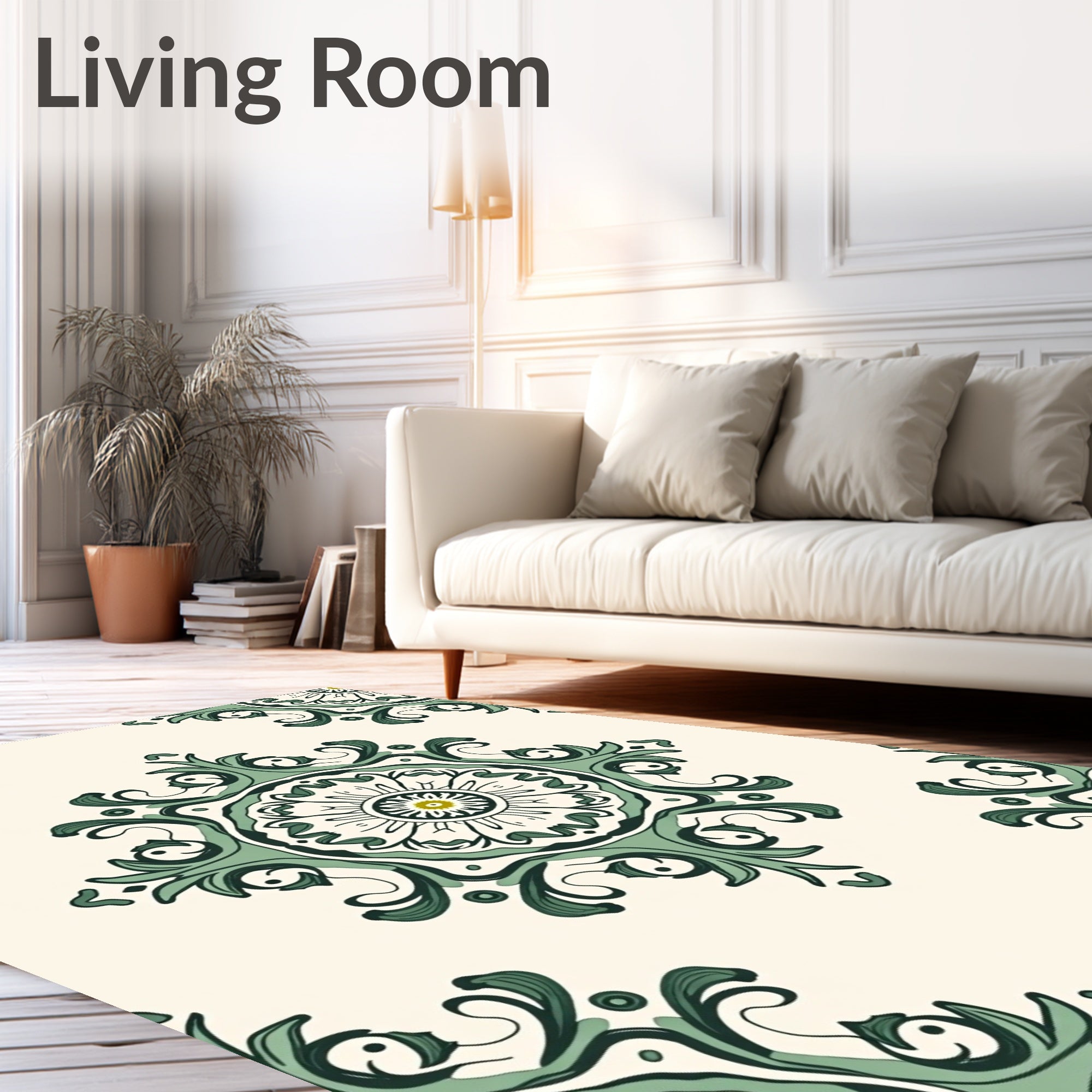 Vintage Botanical Medallion Pattern Rug