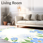 Blue Daisy Floral Nature Design Rug