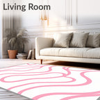 Pink Abstract Wavy Lines Pattern Rug