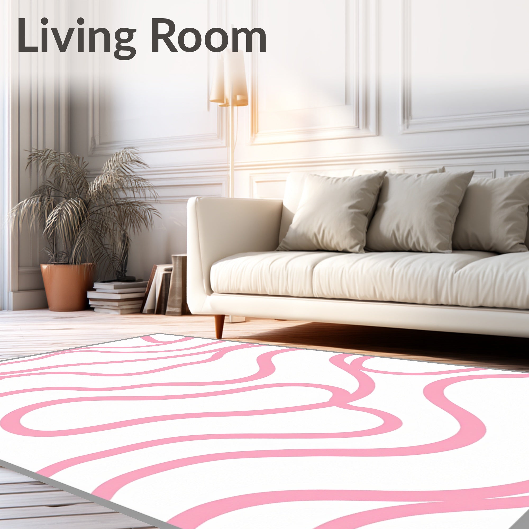 Pink Abstract Wavy Lines Pattern Rug