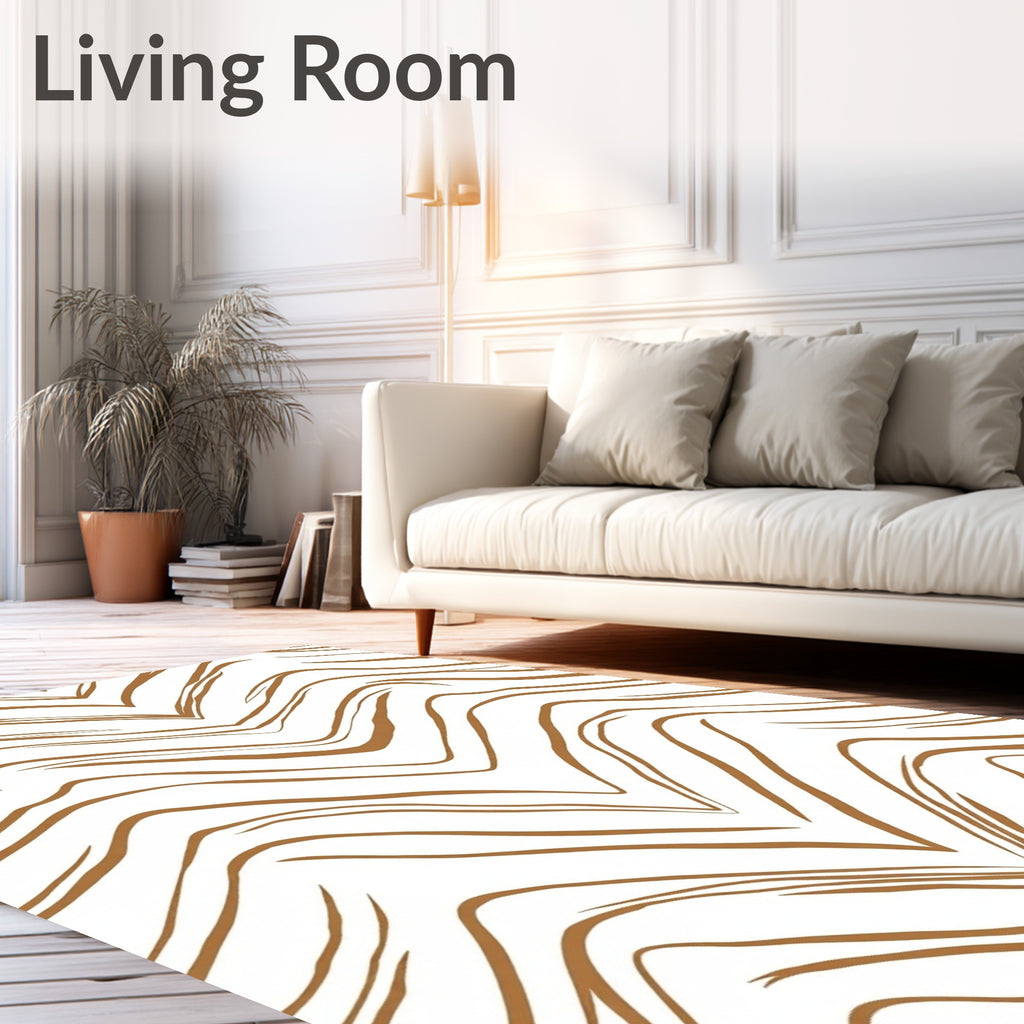 Golden Wavy Stripe Pattern Rug