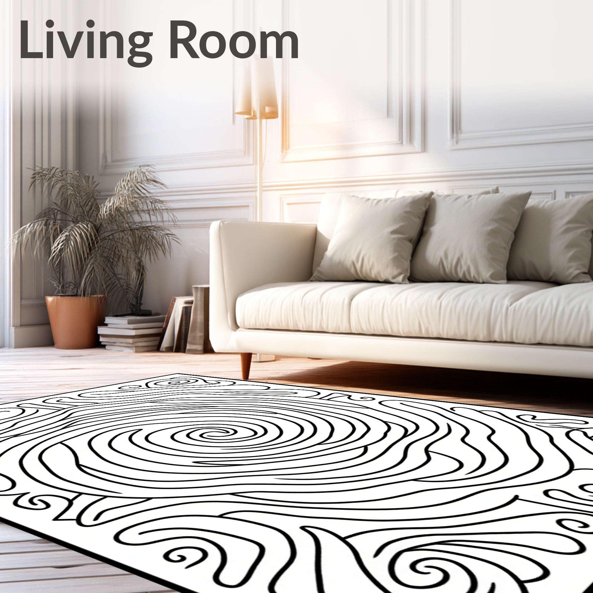 Abstract Swirl Wave Pattern Rug
