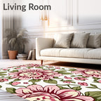 Pink Floral Whimsical Pattern Rug