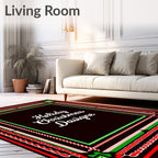 Festive Red Green Swirl Candy Cane Frame Rug