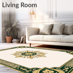 Elegant Floral Medallion Border Design Rug