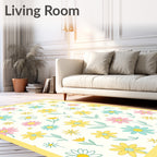 Retro Daisy Floral Print Rug