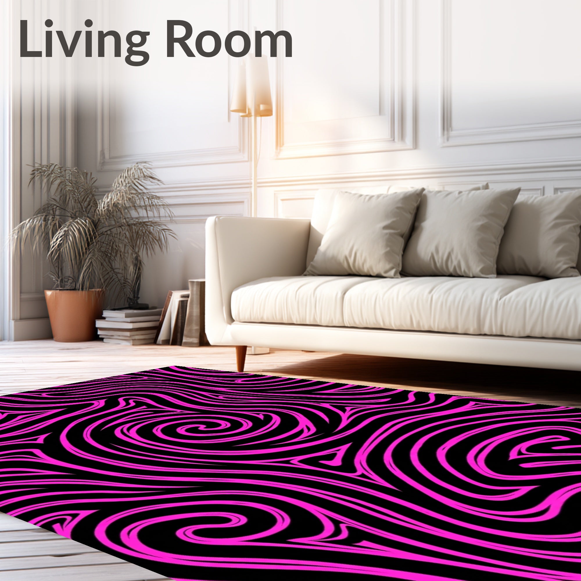 Bold Pink Swirl Abstract Pattern Rug