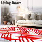 Red V Chevron Lattice Pattern Rug