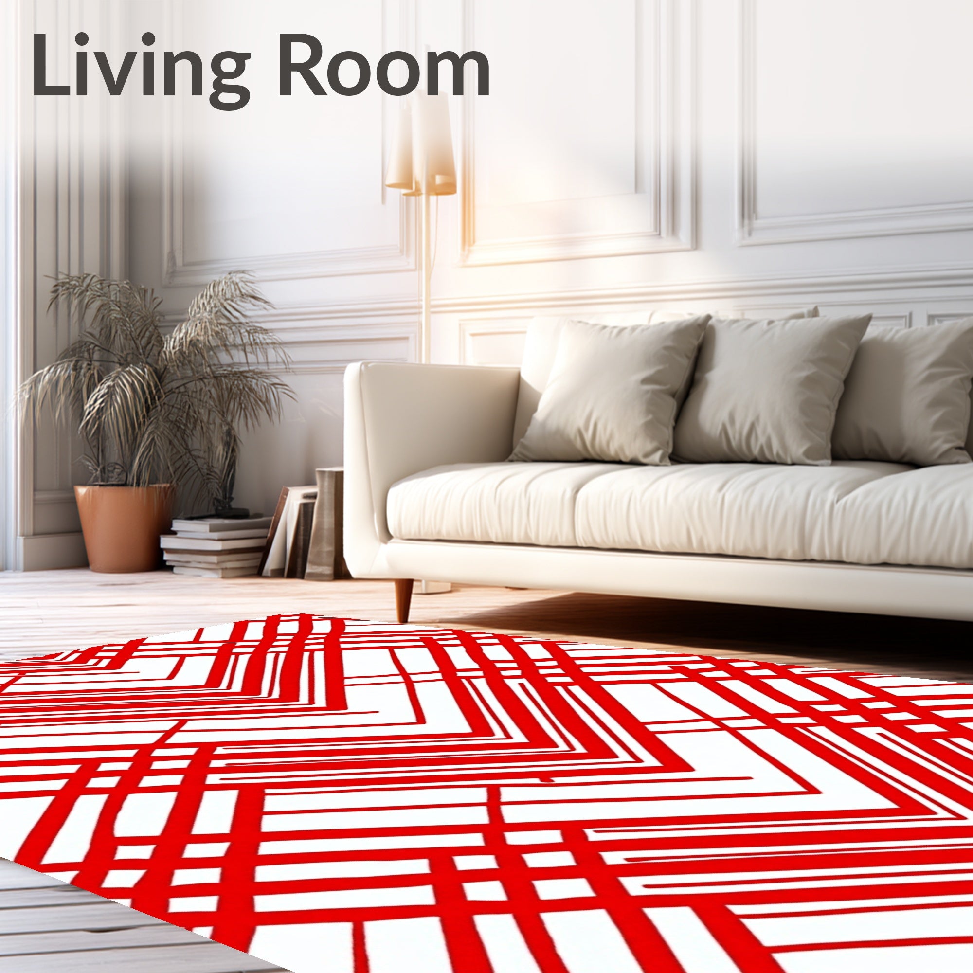 Red V Chevron Lattice Pattern Rug