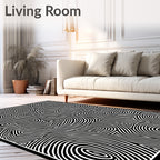 Abstract Black White Swirling Lines Rug