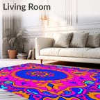 Vibrant Magenta Blue Floral Medallion Rug