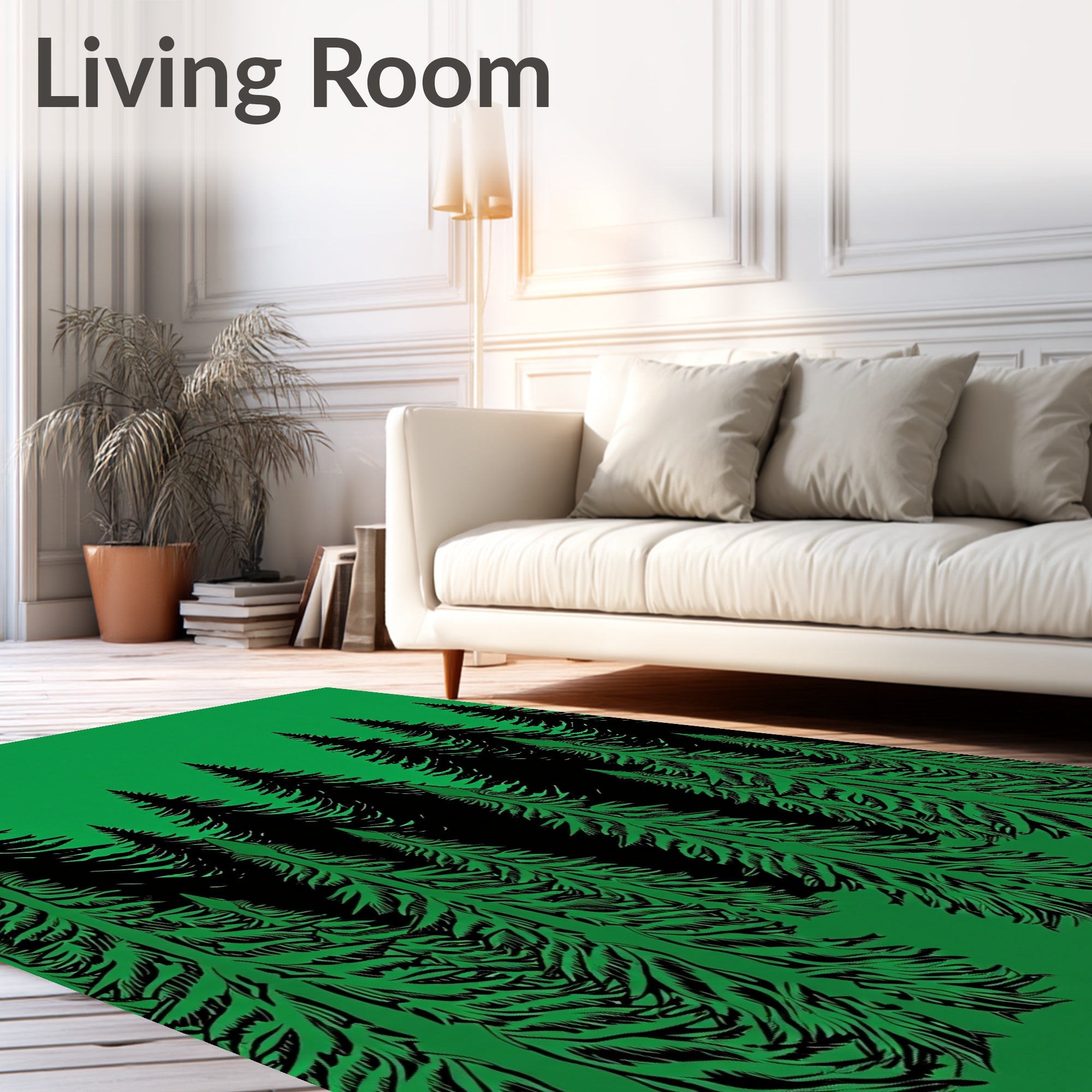 Emerald Green Forest Silhouette Rug