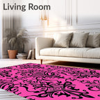 Bold Floral Damask Pattern Rug
