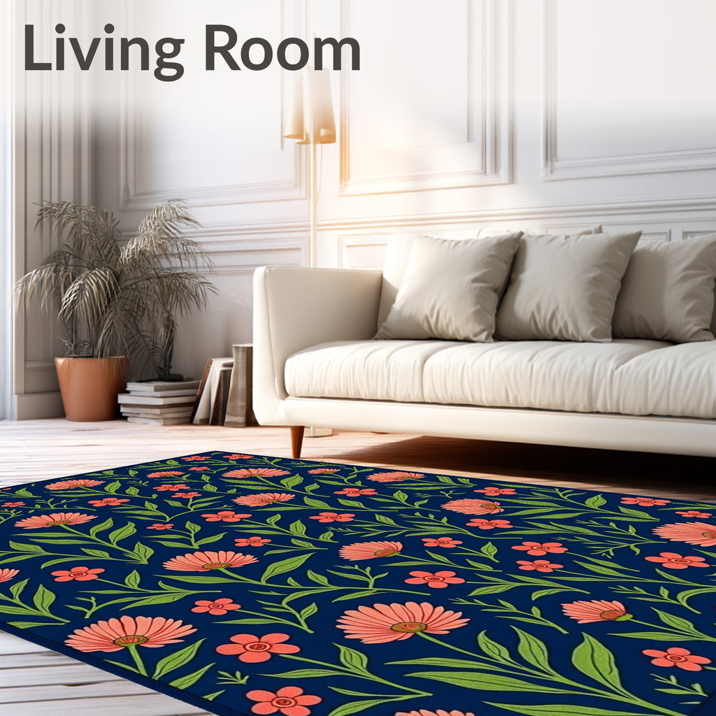 Coral Bloom Floral Pattern Rug
