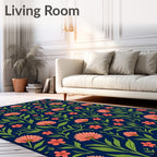Coral Bloom Floral Pattern Rug