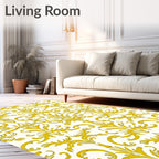 Gold Elaborate Traditional Damask Rug