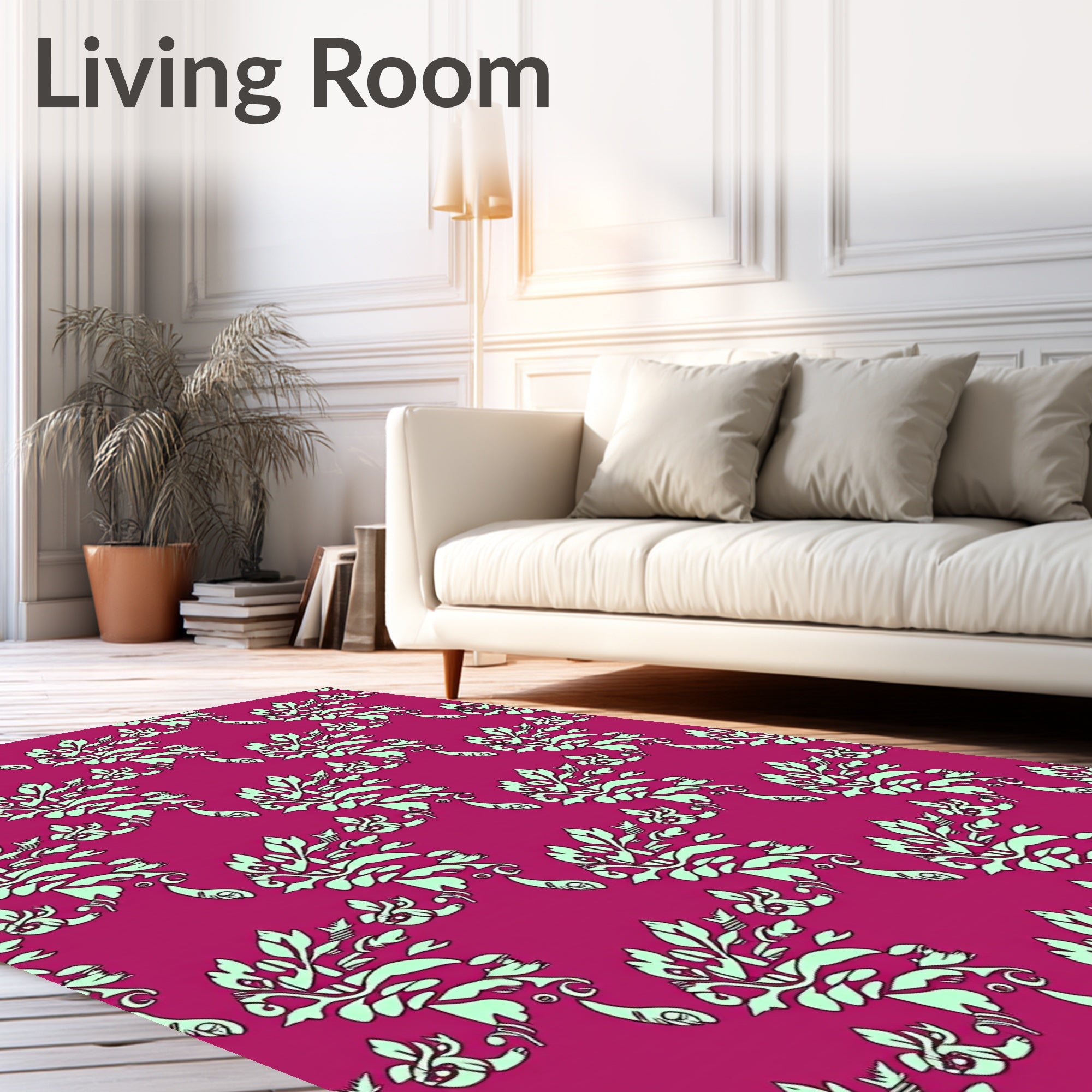 Ornate Floral Scrollwork Design Rug