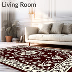 Rich Floral Medallion Border Design Rug