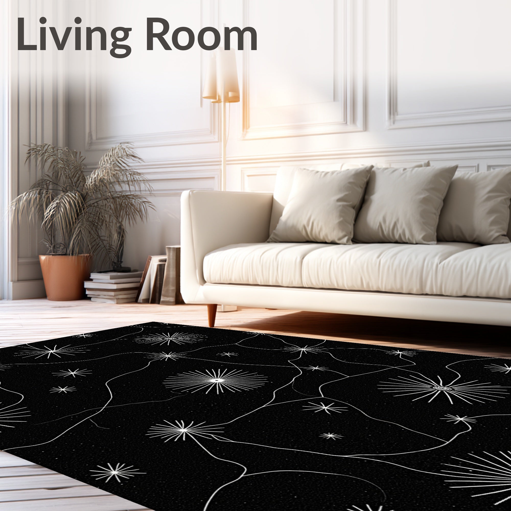 Celestial Starburst Organic Whimsical Design Rug