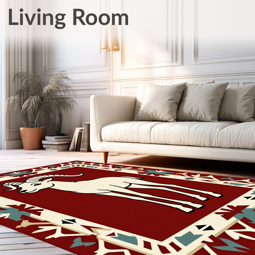 Crimson Ram Tribal Geometric Rug
