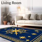 Golden Stars On Deep Blue Rug