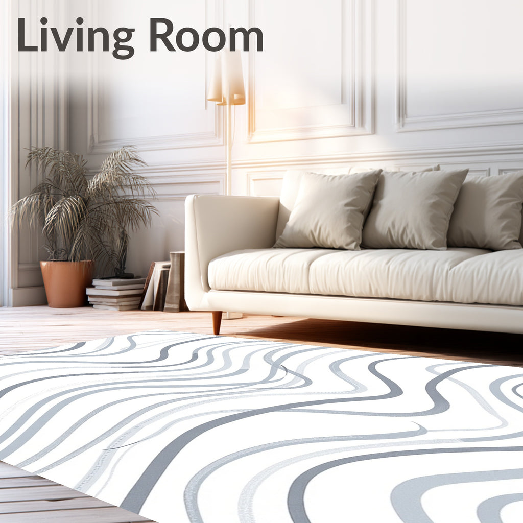Subtle Grey Wavy Line Design Rug