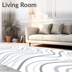 Subtle Grey Wavy Line Design Rug
