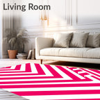 Bold Pink White Chevron Pattern Rug