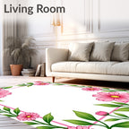 Pink Floral Vine Pattern Rug