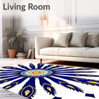 Exotic Sunburst Royal Blue Mandala Pattern Rug