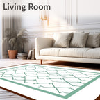 Abstract Teal Line Diamond Art Rug