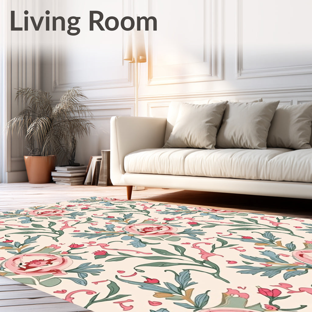 Pastel Floral Vines Pattern Rug