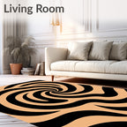 Black Swirl Patterned Graphic Rug