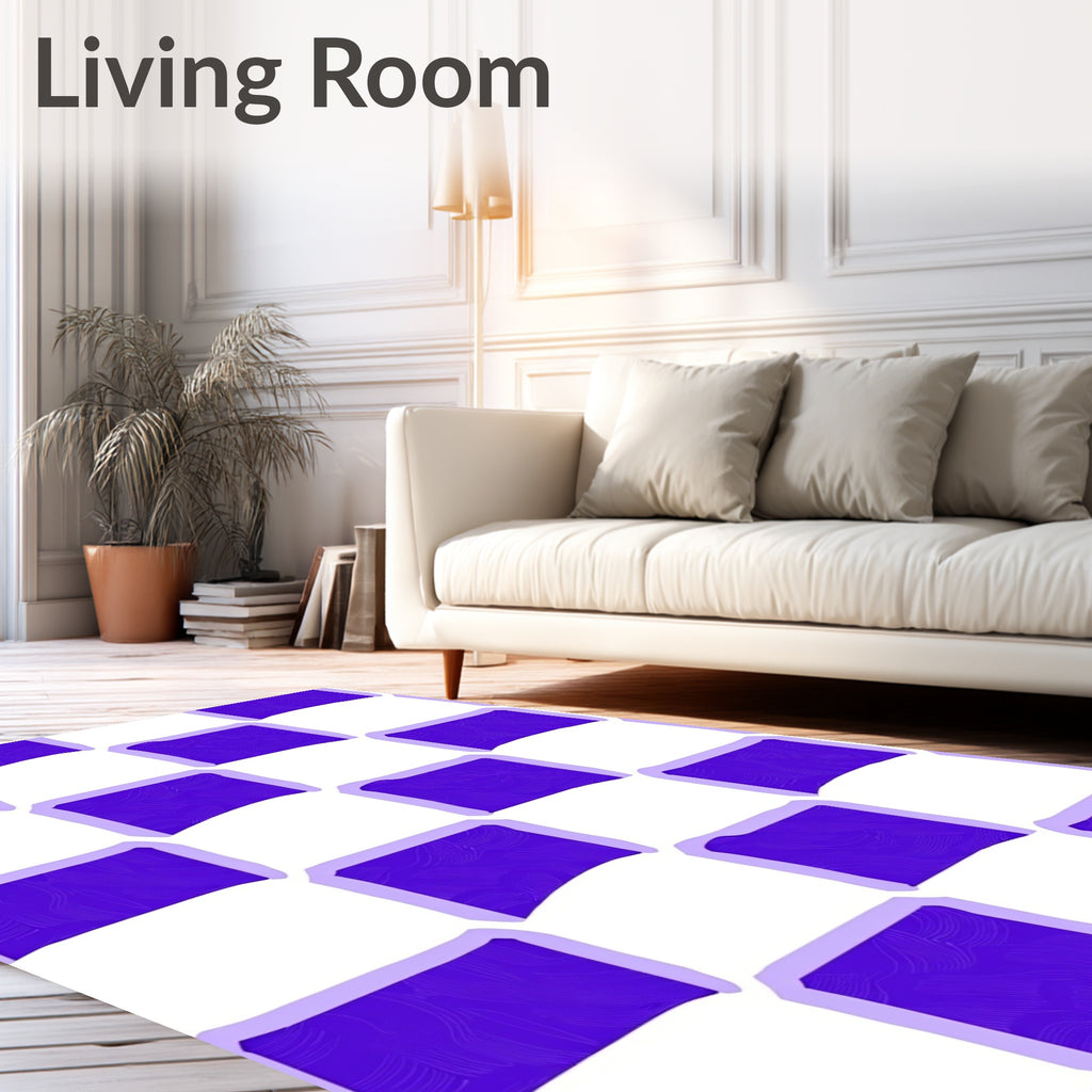 Bold Checkerboard Pattern With Swirls Rug