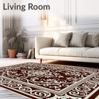 Classic Ivory Swirl Floral Pattern Rug