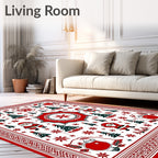 Christmas Santa Trees Medallion Border Rug
