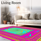 Vibrant Psychedelic Swirl Border Rug