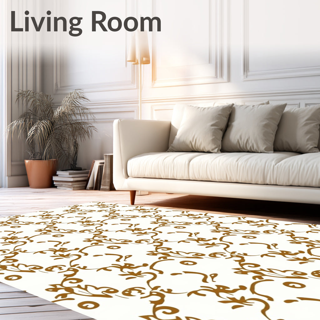 Brown Flourish Pattern Design Rug