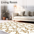 Brown Flourish Pattern Design Rug