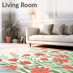 Coral Floral Field Pattern Rug