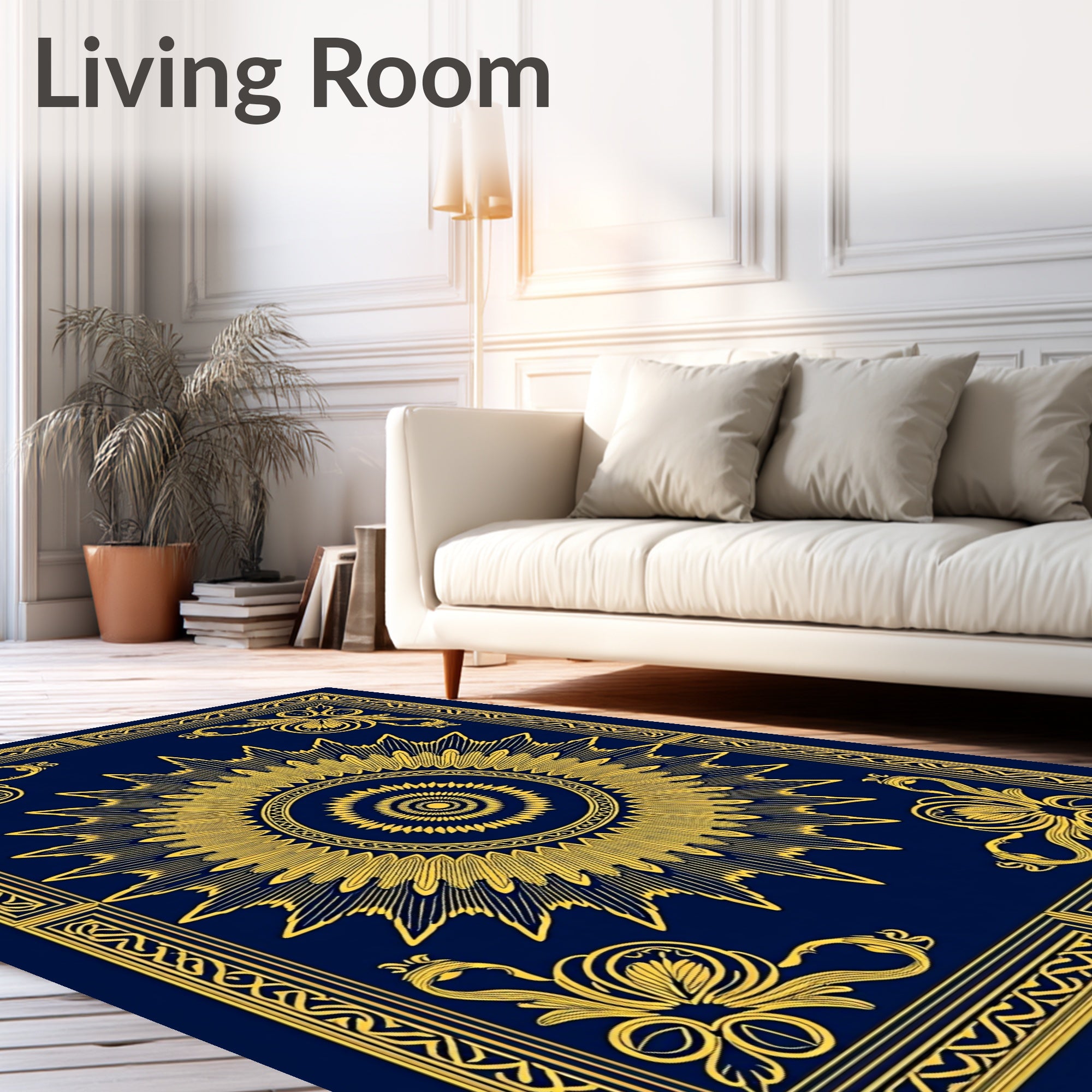 Ornate Sunburst Frame Pattern Rug