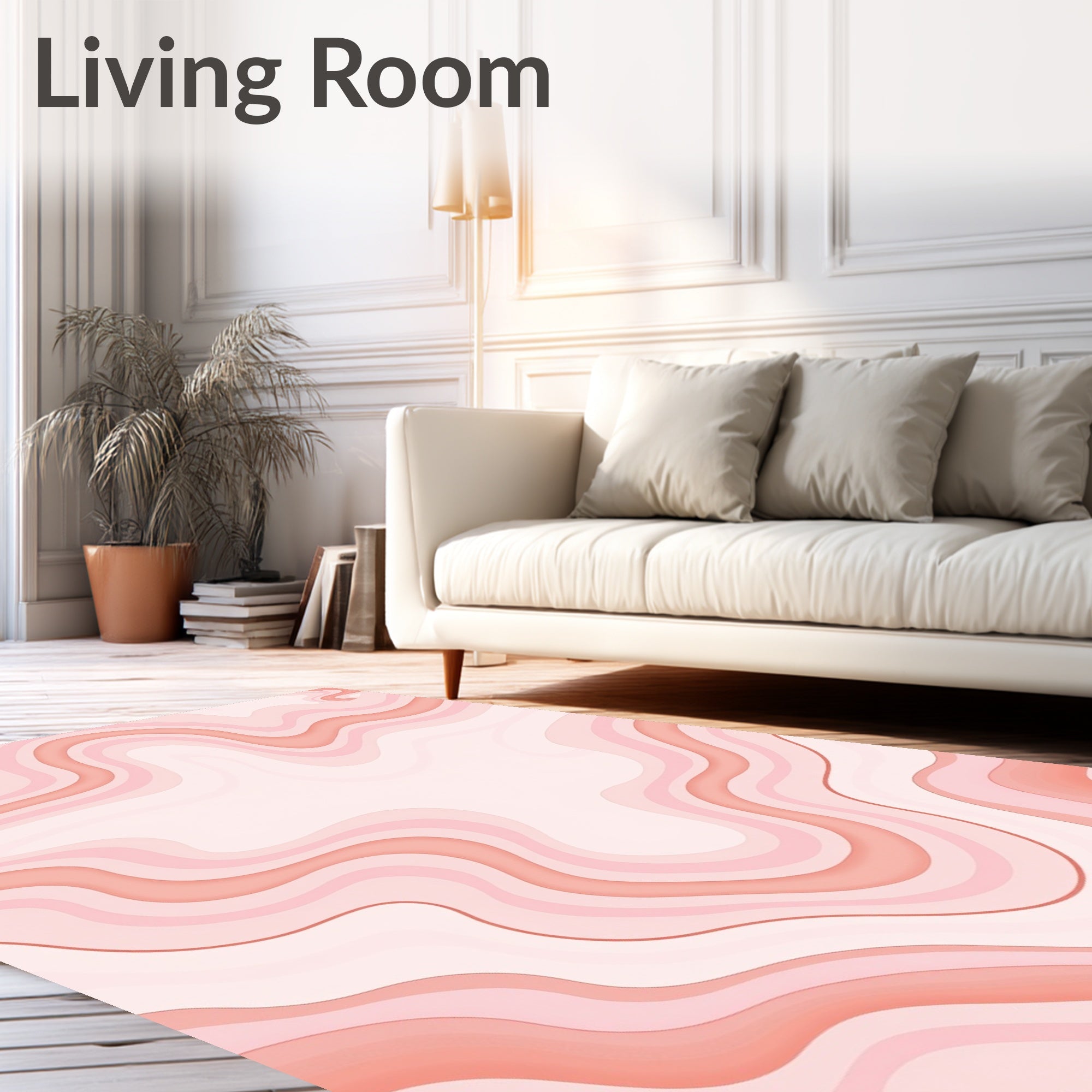 Blush Pink Marbling Swirl Pattern Rug