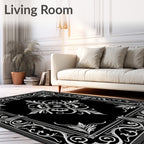 Classical Black White Scroll Pattern Rug